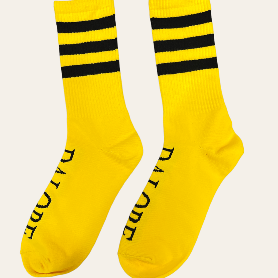 Yellow & Black Classic Dalore Striped Crew Socks