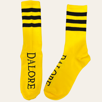 Yellow & Black Classic Dalore Striped Crew Socks