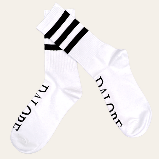 White & Black Classic Dalore Striped Crew Socks