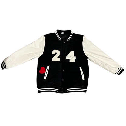 Black Dalore "24" Leather Sleeves Letterman Jacket