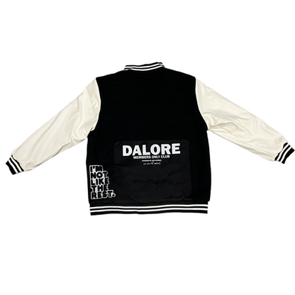 Black Dalore "24" Leather Sleeves Letterman Jacket