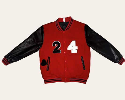 Red & Black Dalore "24" Leather Sleeves Letterman Jacket